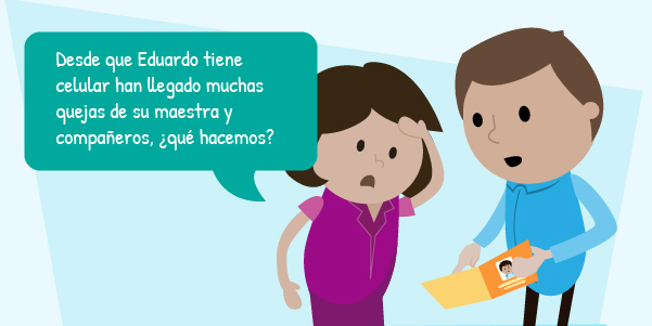 Mamá y papá de Eduardo por el reporte de su mala conducta en la escuela 