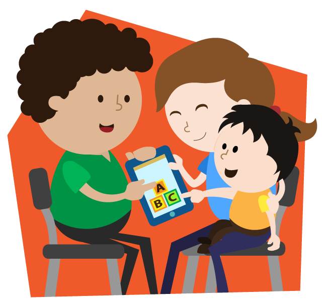 Familia jugando con una consola de videojuegos frente al televisor 