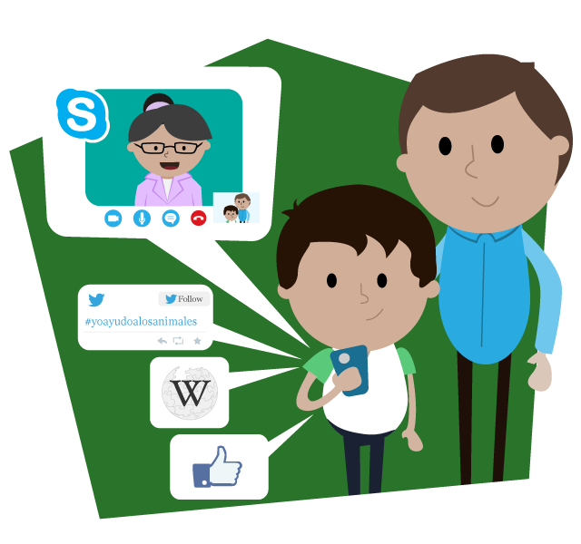 Eduardo y su padre haciendo un uso responsable y seguro de las redes sociales